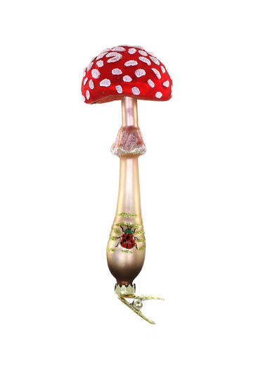 Woodlands Toadstool With Ladybug Ornament by Cody Foster