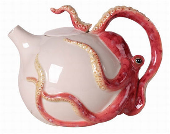 Red Circular Octopus Teapot by Blue Sky Clayworks