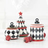 Black and White Harlequin Checkered Ceramic Jar and Tree Set of 3 by K & K Interiors