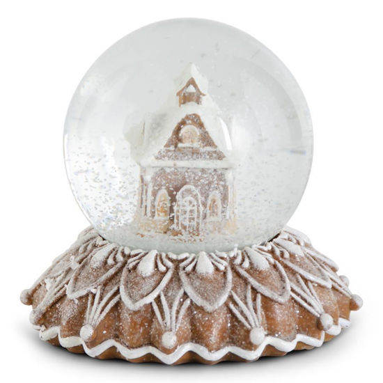 Brown Resin Glittered Gingerbread House Snow Globe by K & K Interiors