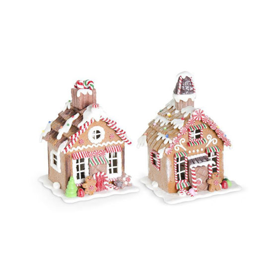 Resin LED Traditional Gingerbread Houses (Assorted) by K & K Interiors