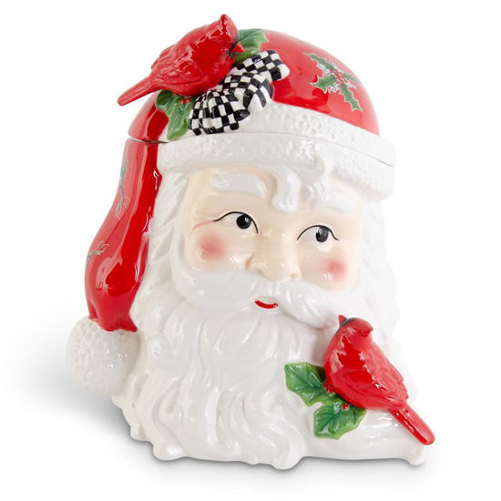 Dolomite Santa Head Lidded Container w/Holly Decals by K & K Interiors