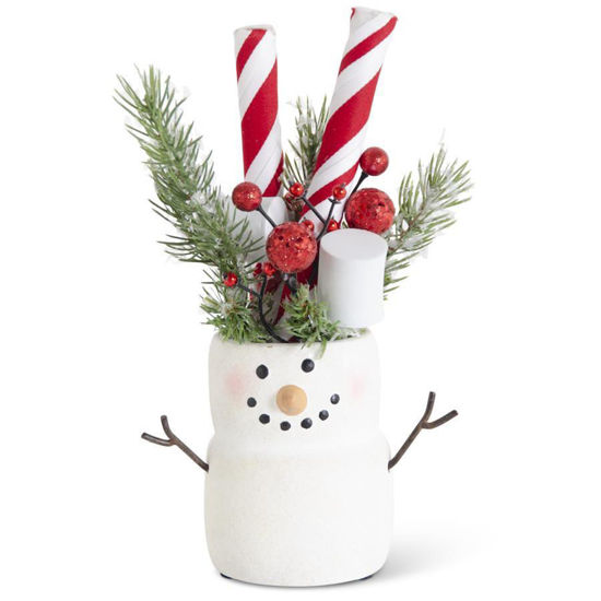 Marshmallow Snowman Premade w/Peppermint Stick by K & K Interiors