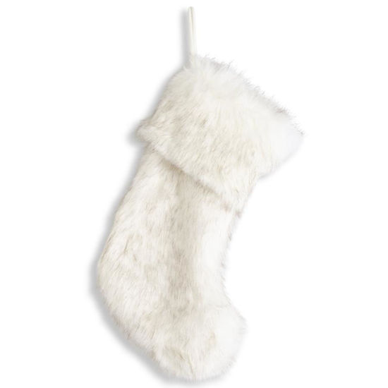 Cream Faux Fur Stocking 22 Inch by K & K Interiors