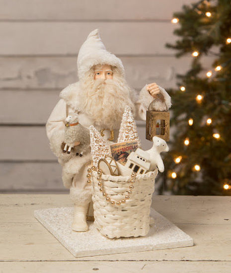 Winter Wishes Santa with Basket of Toys by Bethany Lowe