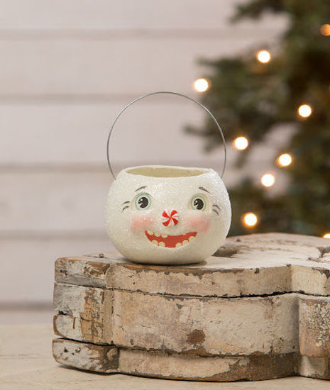Happy Snowman Bucket Petite by Bethany Lowe