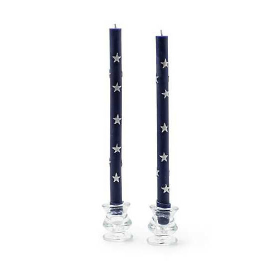 Star Dinner Candles - Navy & Pearl - Set of 2 by MacKenzie-Childs