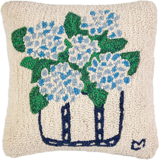 Hydrangea Tote Hooked Pillow by Chandler 4 Corners