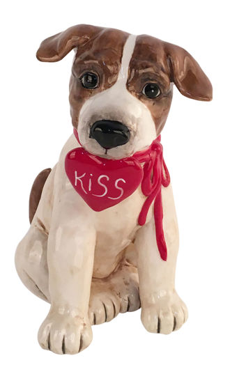 Love Dog with Kiss Heart Collar Figurine by Blue Sky Clayworks