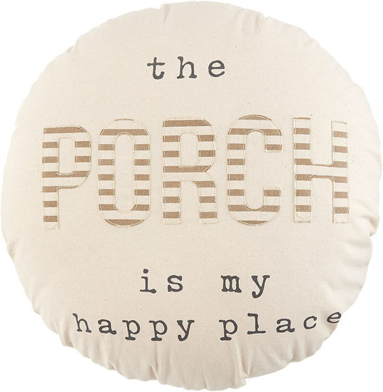 Happy Place Round Porch Pillow by Mudpie