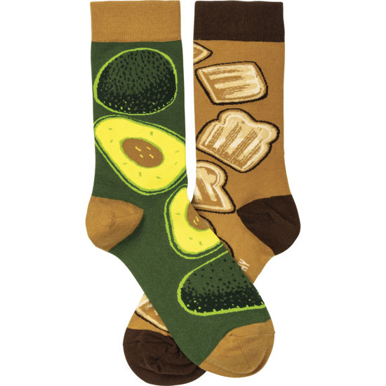 Avocado And Toast Socks by Primitives by Kathy