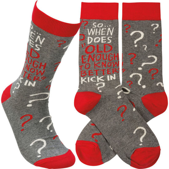 When Does Old Enough To Know Better Socks by Primitives by Kathy