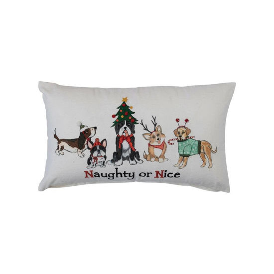 Naughty or Nice Dogs Lumbar Pillow by Creative Co-op