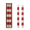 Red Taper Candles w/ Stripes by Creative Co-op