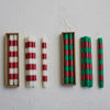 Green Taper Candles w/ Stripes by Creative Co-op