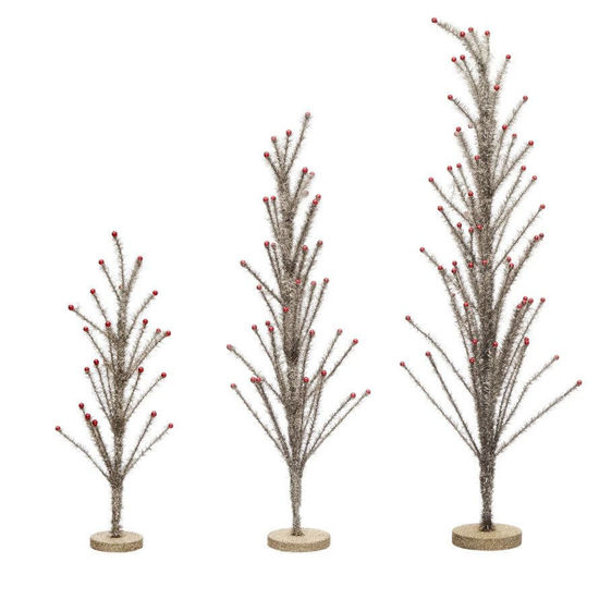 Vintage Style Tinsel Trees with Beads Set by Creative Co-op