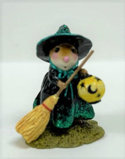 Little Witch with Lantern M-583sw (Moon Green Glitter) by Wee Forest Folk®