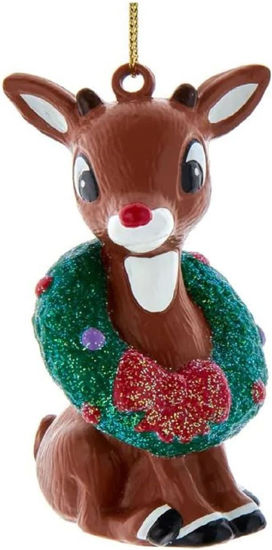 Rudolph w/ Wreath Ornament  by Kurt S. Adler