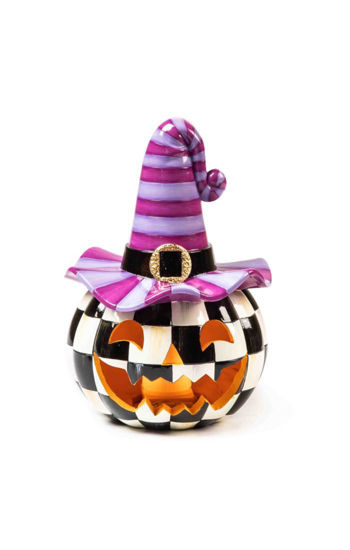 Illuminated Happy Jack Pumpkin - Purple Hat by MacKenzie-Childs