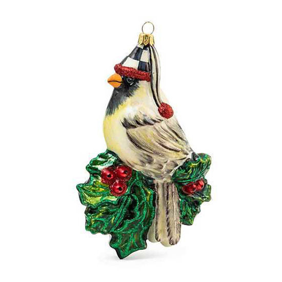 Snow Cardinal Glass Ornament by MacKenzie-Childs