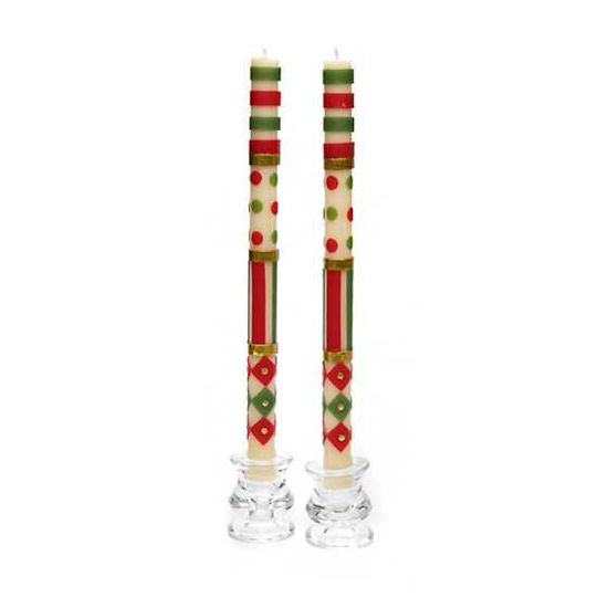 Jester Dinner Candles - Red, Green, & Gold - Set of 2 by MacKenzie-Childs