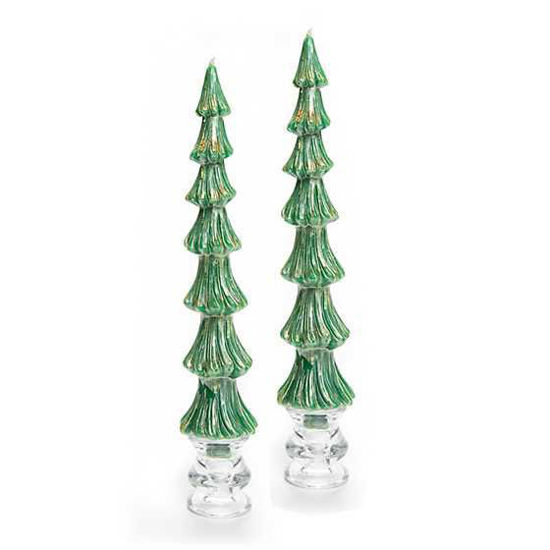 Tree Dinner Candles - Green - Set of 2 by MacKenzie-Childs