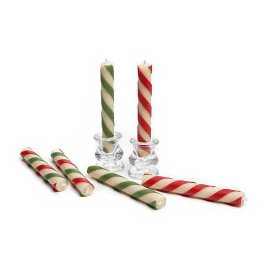Mini Dinner Candles - Candy Cane - Set of 6 by MacKenzie-Childs