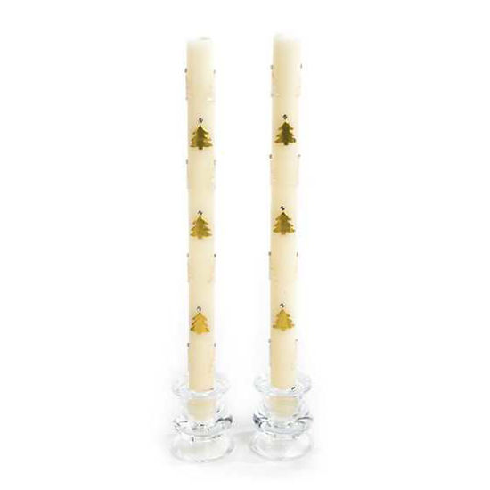 Christmas Tree Dinner Candles - Gold & Pearl - Set of 2 by MacKenzie-Childs