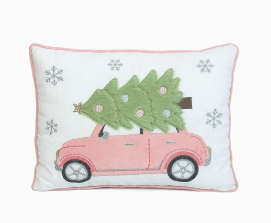 Pink Holiday Lumbar Pillow by Mon Ami