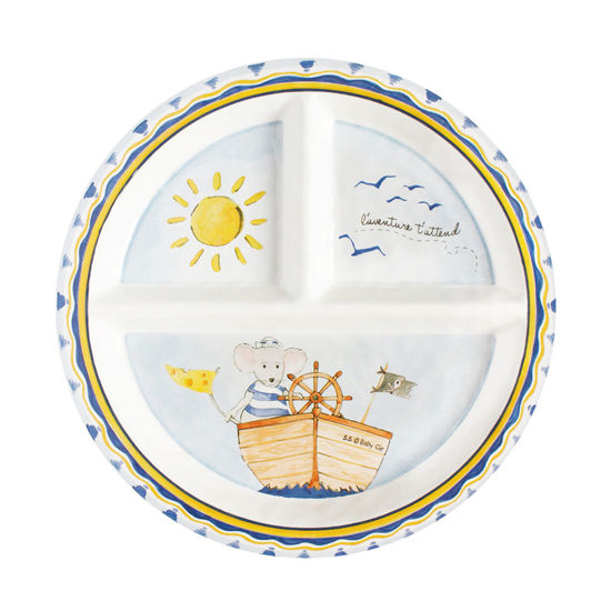 L'aventure Attend 'Adventure Awaits' Round Sectioned Plate by Baby Cie