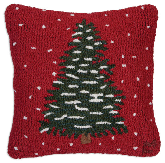 Red Flurries Hooked Pillow by Chandler 4 Corners