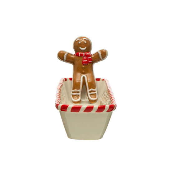 Cracker Dish with Sitting Gingerbread Man by Creative Co-op
