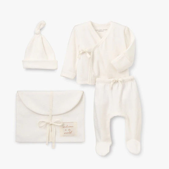 Whispering White Velour Welcome to the World Bag Set by Elegant Baby