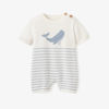 Whale Striped Shortall Knit 9-12M by Elegant Baby