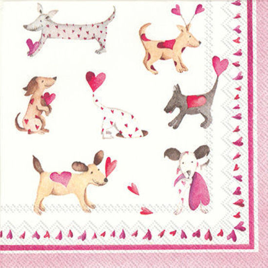Love Heart Dogs Cocktail Napkins by Boston International