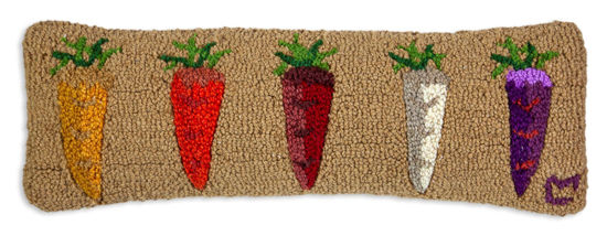 Colored Carrots Hooked Pillow by Chandler 4 Corners