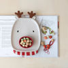 Stoneware Reindeer Shaped Platter w/ Dish, Set of 2 by Creative Co-op