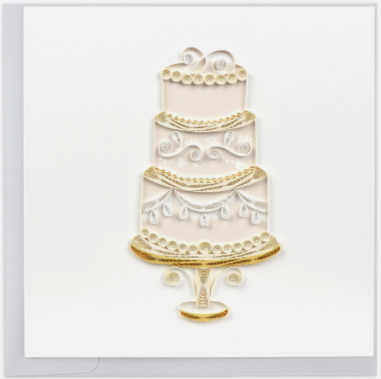 Elegant Wedding Cake Quilling Card by Quilling Card