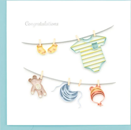 Baby Clothesline Quilling Card by Quilling Card