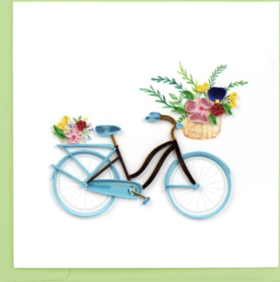Bicycle With Flower Baskets Quilling Card by Quilling Card