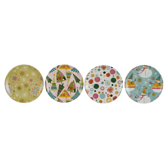 Stoneware Plate w/ Seasonal Pattern Set of 4 by Creative Co-op
