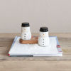 Snowmen Shaped Salt & Pepper Shakers w/ Acacia Wood Tray Set of 3 by Creative Co-op