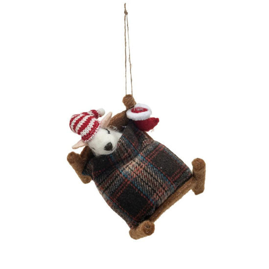 Sleeping Wool Felt Mouse Ornament - Hat & Stocking by Creative Co-op