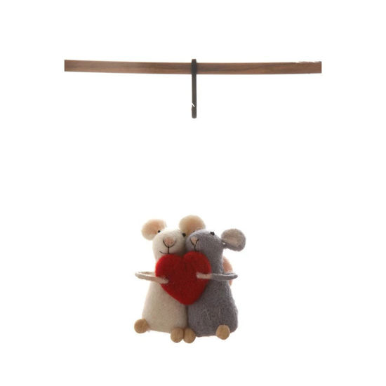 Wool Felt Mouse with Heart Ornament by Creative Co-op