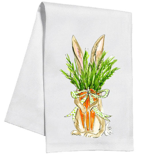 Bunny Holding Carrots Kitchen Towel by Roseanne Beck Collections