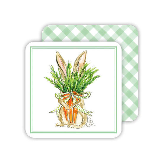 Bunny Holding Carrots Paper Coasters by Roseanne Beck Collections