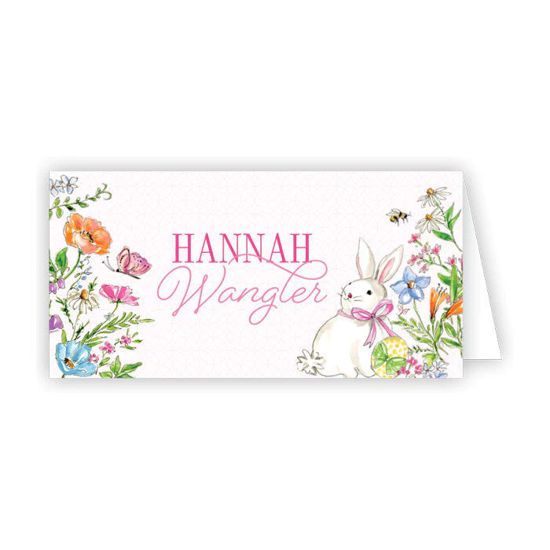 Pink Spring Bunnies Place Card by Roseanne Beck Collections