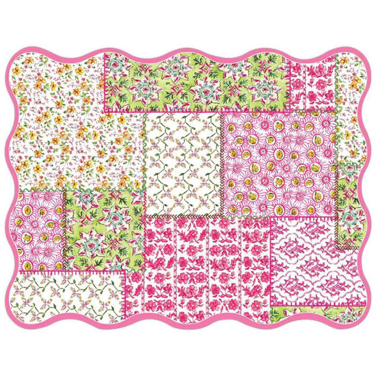 Pink Patchwork Quilt Posh Die-Cut Placemat by Roseanne Beck Collections