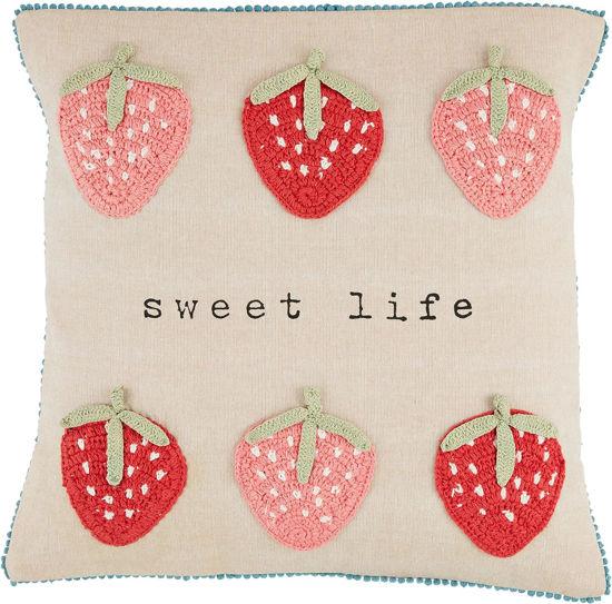 Strawberry Crochet Pillow by Mudpie