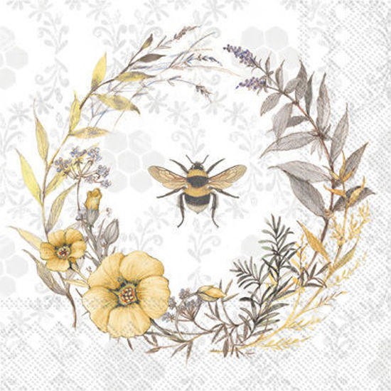 Bee Wildflower Wreath Cocktail Napkin by Boston International